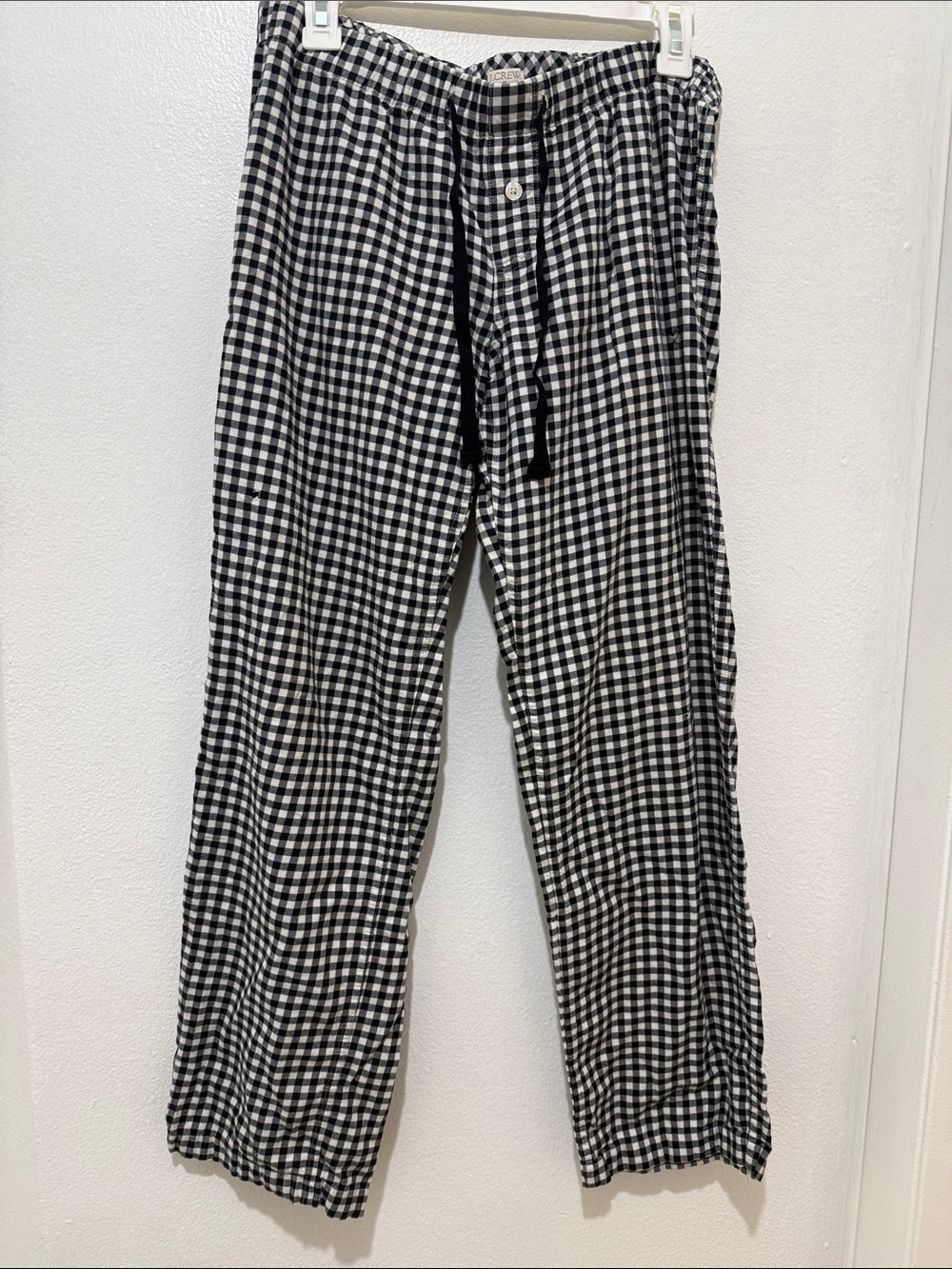 J. Crew Black and White Gingham Drawstring Pajama Lounge Pants